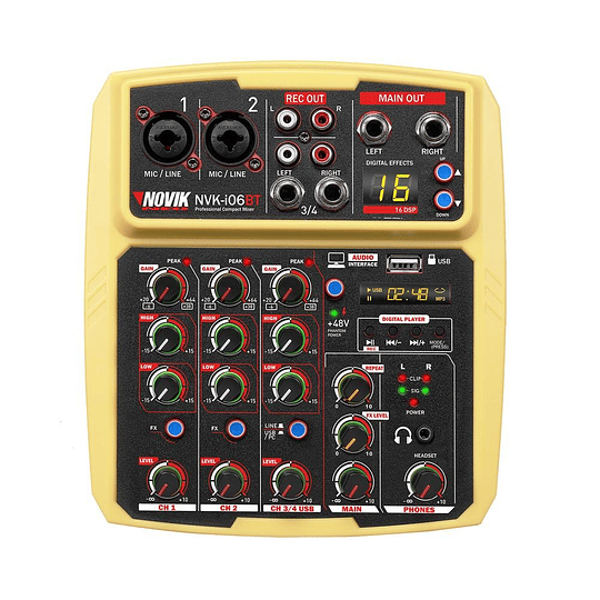 CONSOLA PASIVA CON INTERFAZ USB NOVIK NVK i06BT AMARILLO