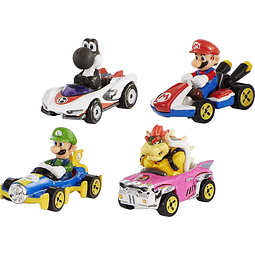 Hot Wheels Mario Kart, 4 personajes.