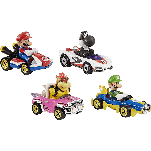 Hot Wheels Mario Kart, 4 personajes.
