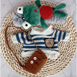 Pata Lalafanfan accesorios: sombrero de rana, chaleco de lana y cartera