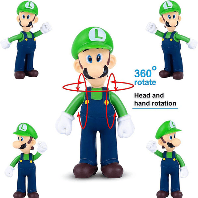 Figura De Súper Mario Bros (Luigi) 12-15 cm Articulada