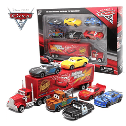 Disney Pixar Película Car 3 Maletín con 6-autos y 1-camion,  Autitos Cars y camion 