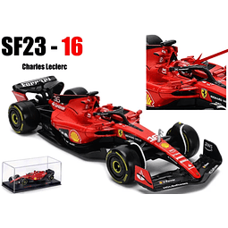Burago Chile: F1 2023 Ferrari F1-75 Charles Leclerc 16  DeLuxe Edition escala 1:43