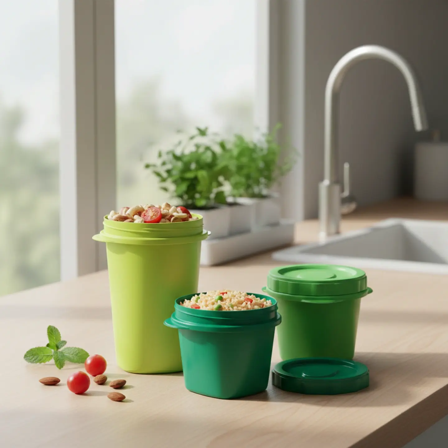 Set 3 Contenedores Verdes | Tapa Rosca | 550 ml y 950 ml 4