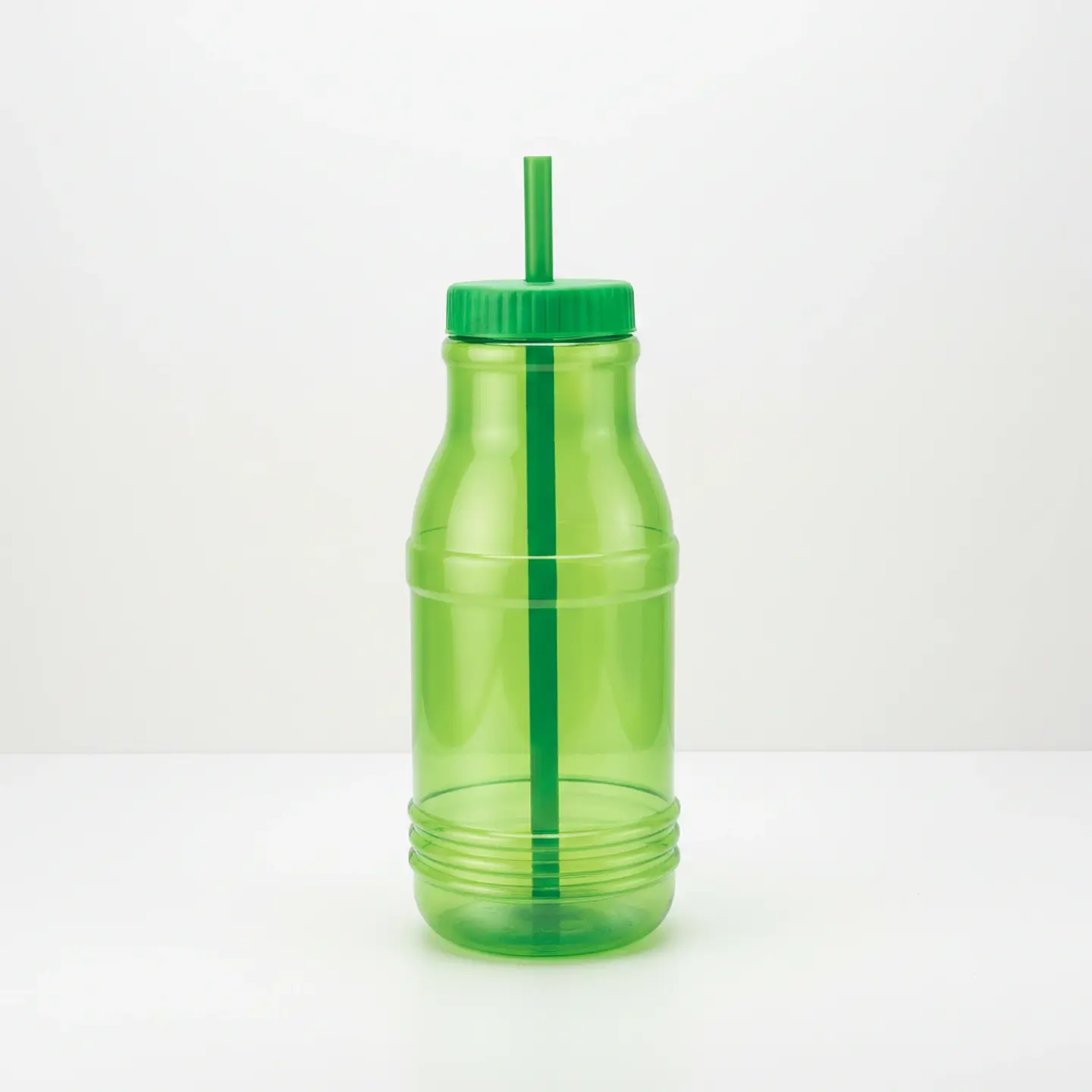 Botella con Popote Traslúcida verde 1.2 Litros 1