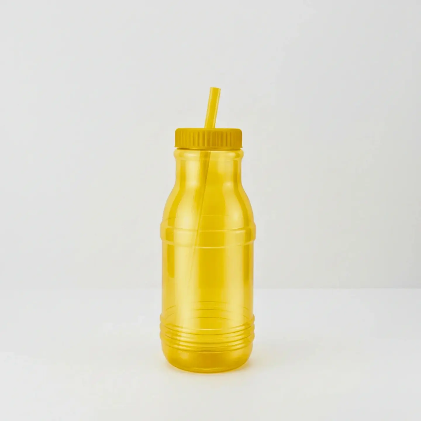 Botella con Popote Traslúcida amarilla 1.2 Litros 1