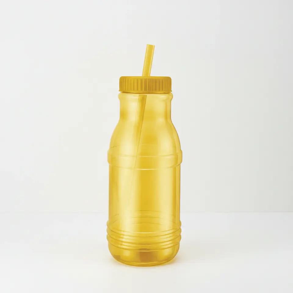 Botella con Popote Traslúcida amarilla 1.2 Litros 5