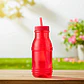 Botella con Popote Traslúcida Roja 1.2 Litros - Miniatura 4
