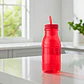 Botella con Popote Traslúcida Roja 1.2 Litros - Miniatura 5