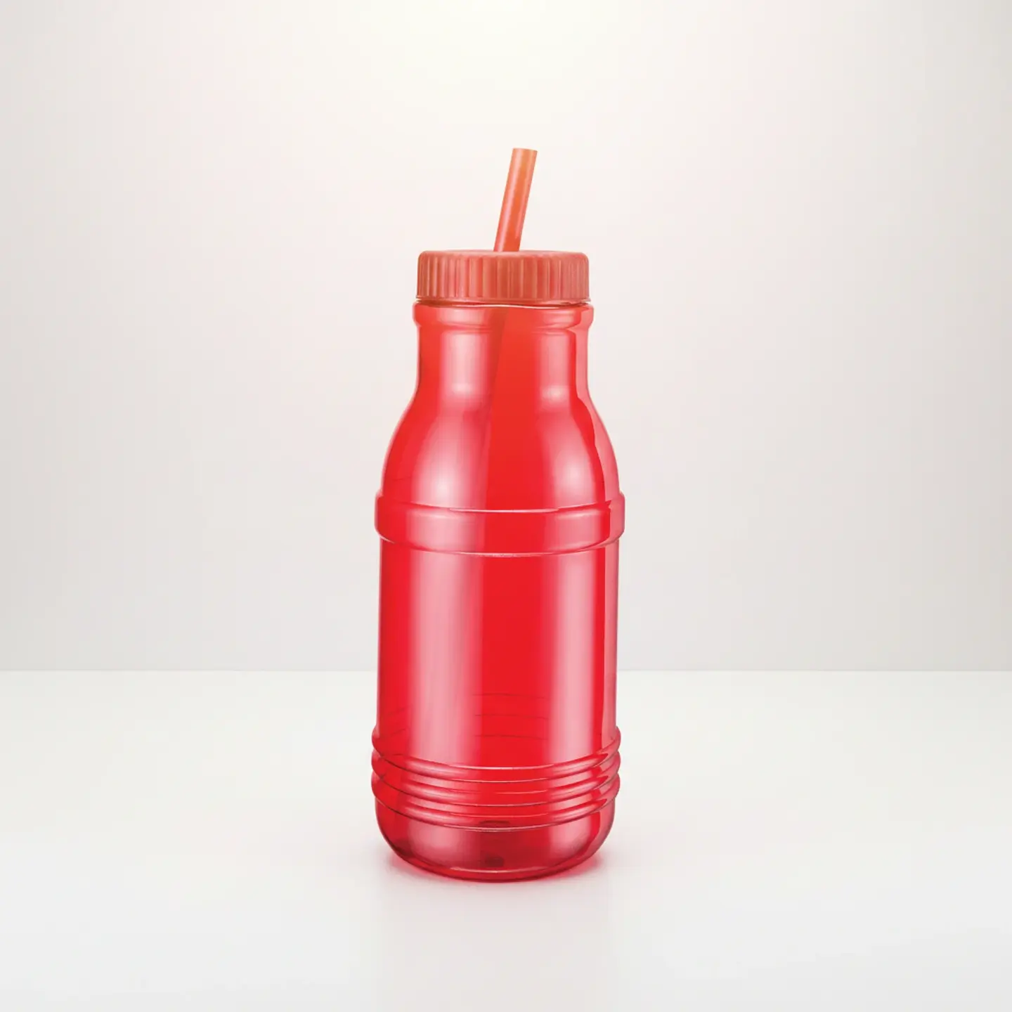 Botella con Popote Traslúcida Roja 1.2 Litros 7