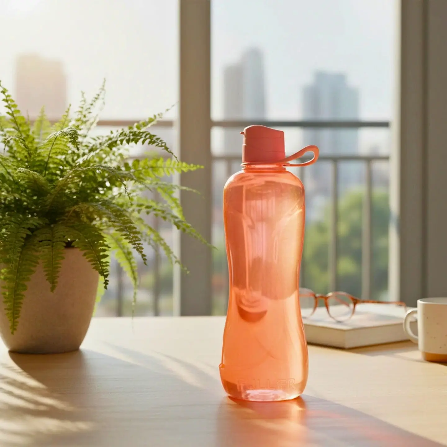 Botella Jumbo Rosa Gold 2 Litros Flip Top con asa 2