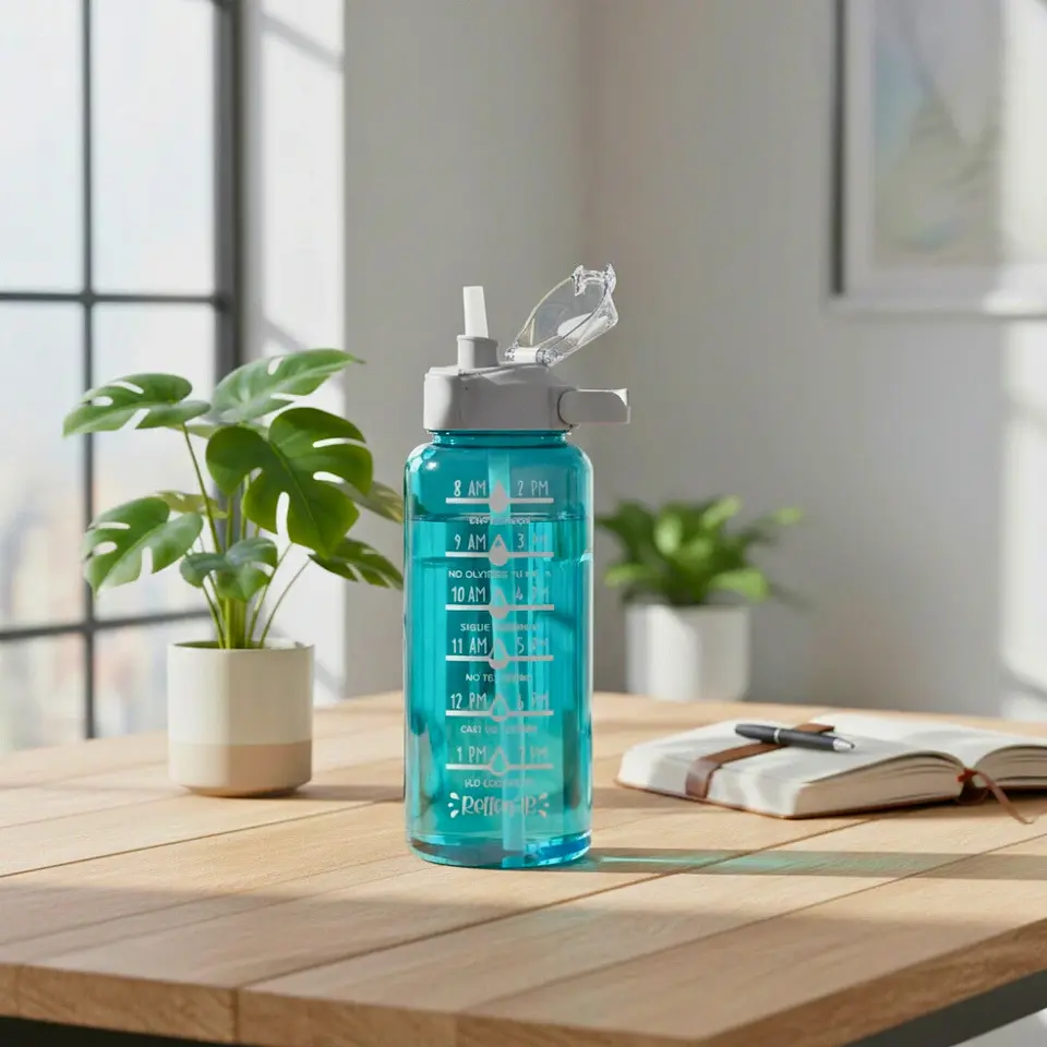Botella Motivacional de plástico con Tapa Cap. 2 Litros Azul 3