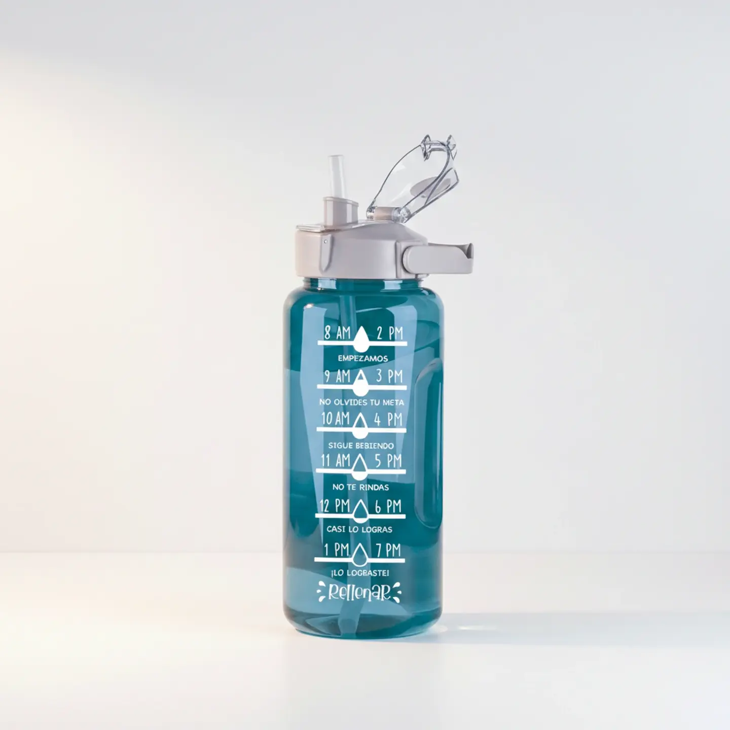 Botella Motivacional de plástico con Tapa Cap. 2 Litros Azul 4