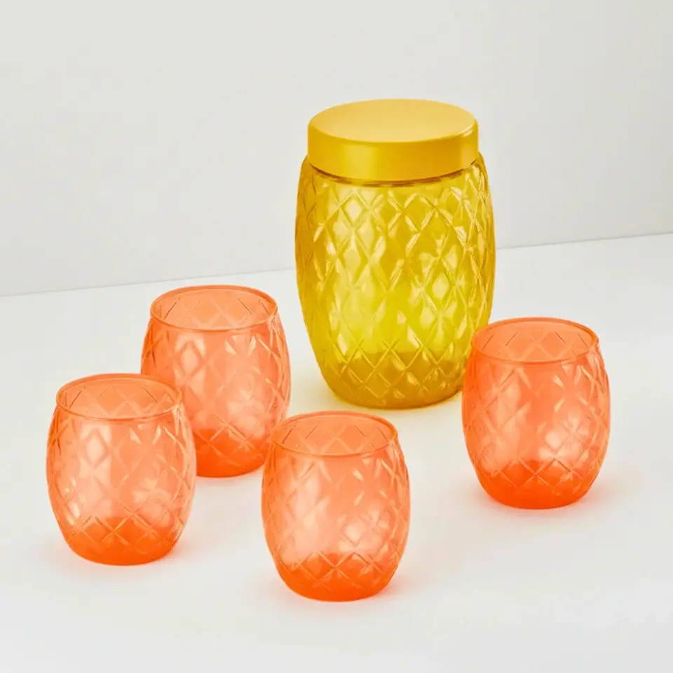 Set Citrus 5 Piezas | 4 Vasos y un Contenedor 1
