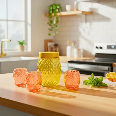 Set Citrus 5 Piezas | 4 Vasos y un Contenedor