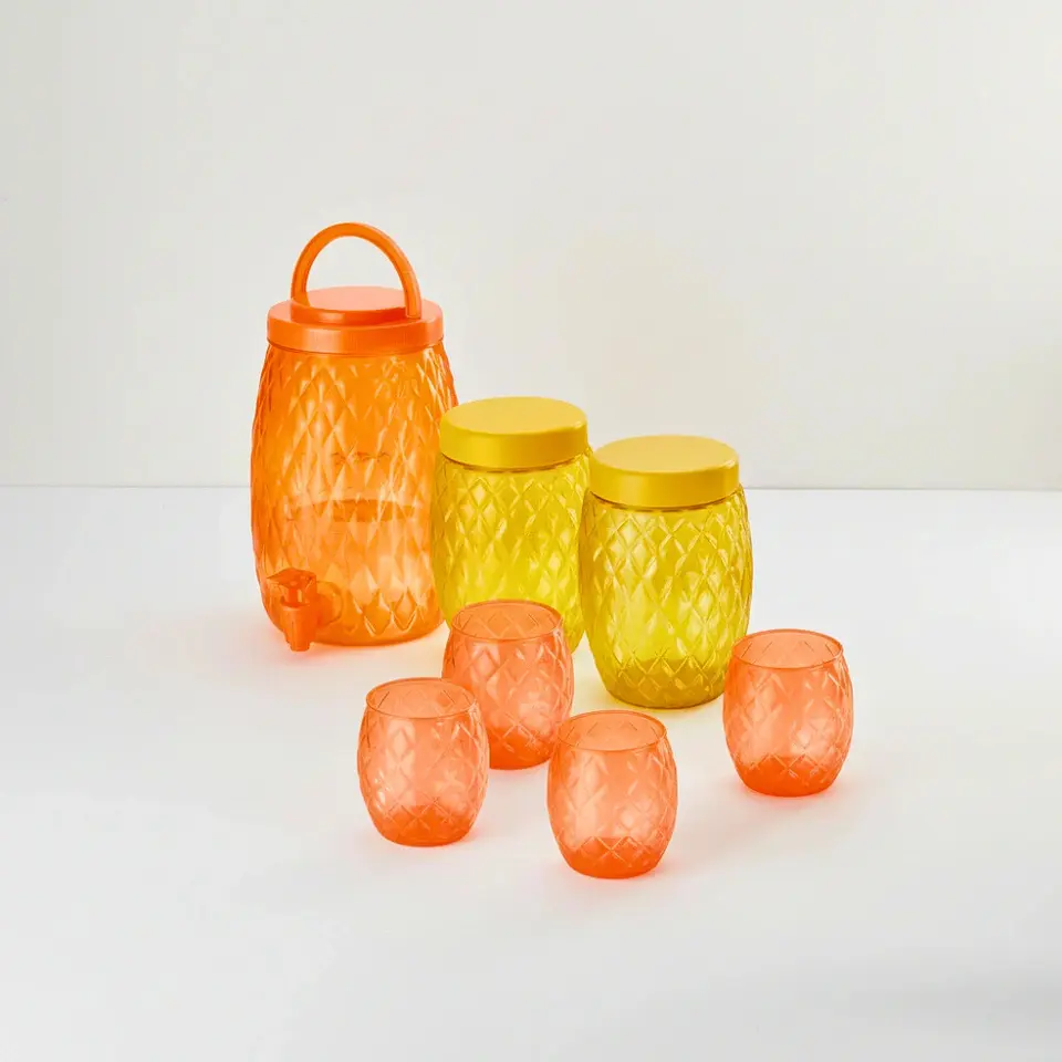 Set 7 Pzas Vitrolero 2.8 L, Contenedores 1.1 L, Vasos 300 ml 4