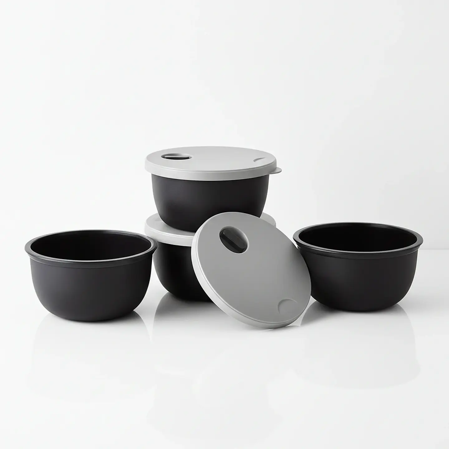 Set 4 Contenedores 300ml Válvula Microondas Negro 4