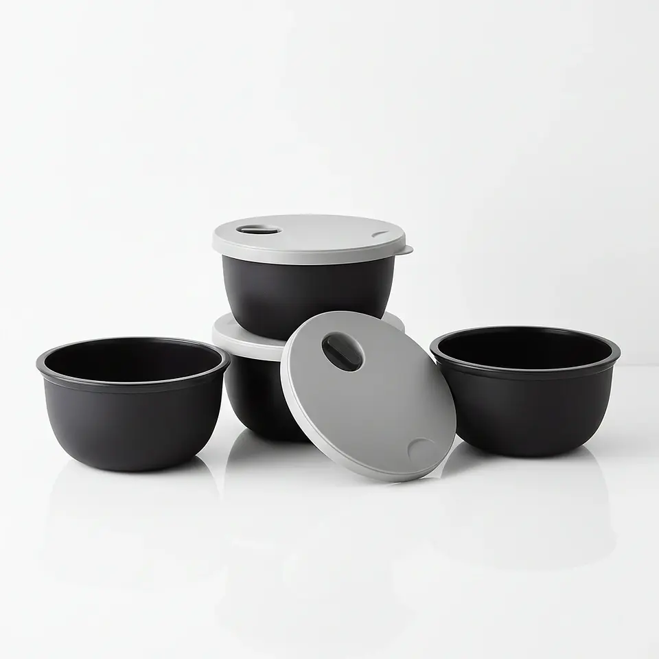 Set 4 Contenedores 300ml Válvula Microondas Negro 4