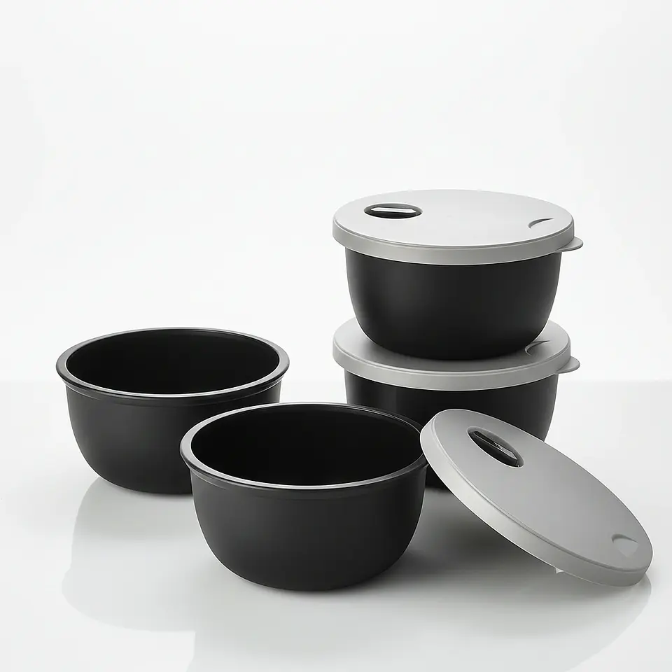 Set 4 Contenedores 300ml Válvula Microondas Negro 1