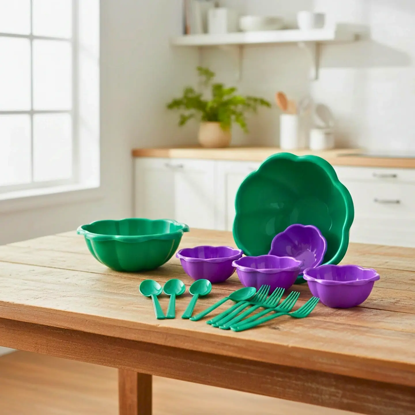 Set Floral Mesa 3 en 1 | Ensaladera, Bowls y Cubiertos 2