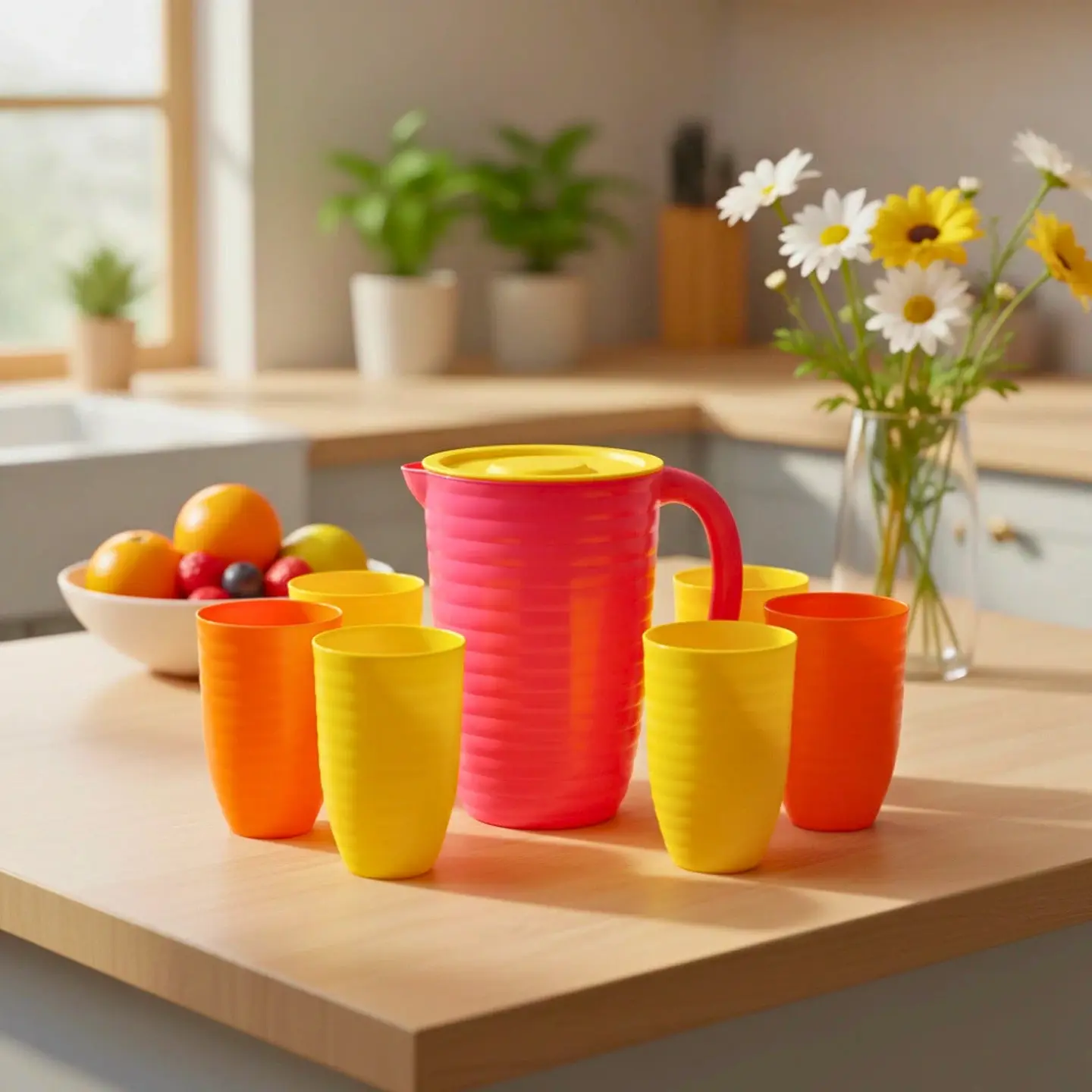 Set de Jarra 2 L y 6 Vasos de Plástico 370 ml 2