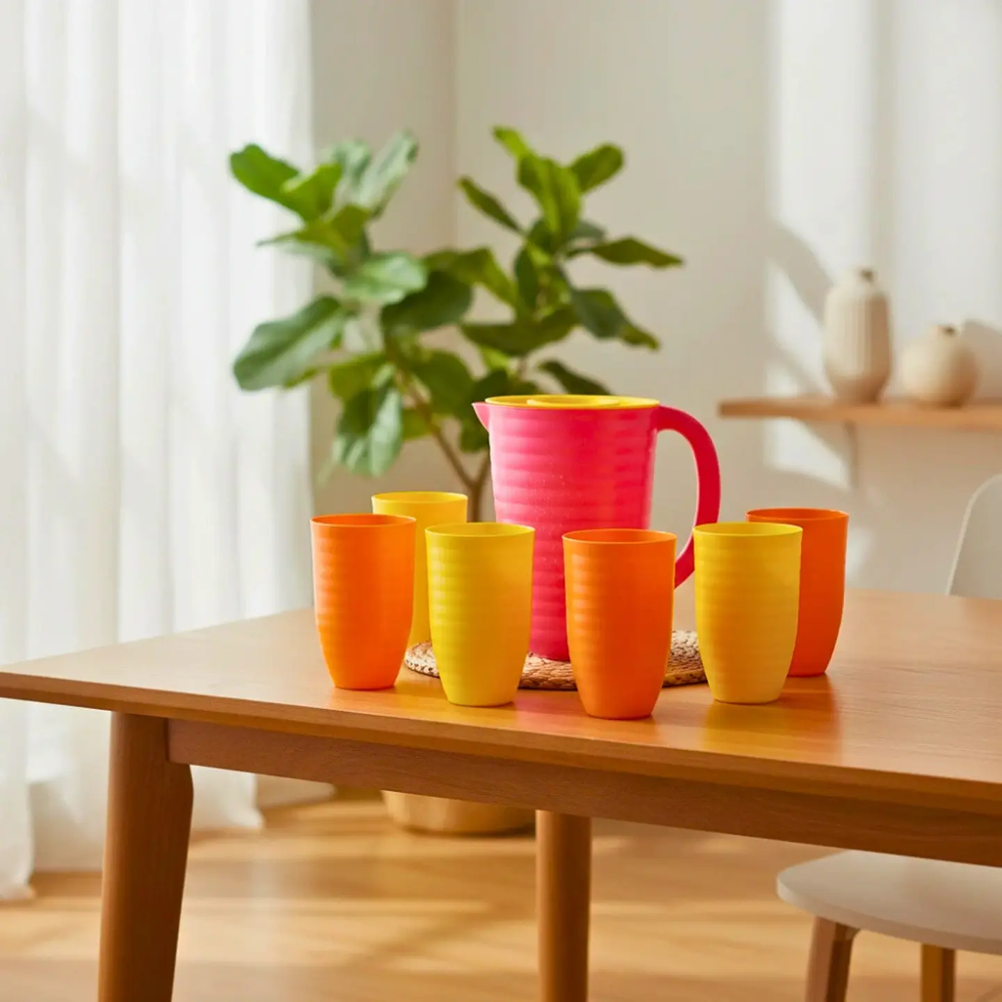 Set de Jarra 2 L y 6 Vasos de Plástico 370 ml 3