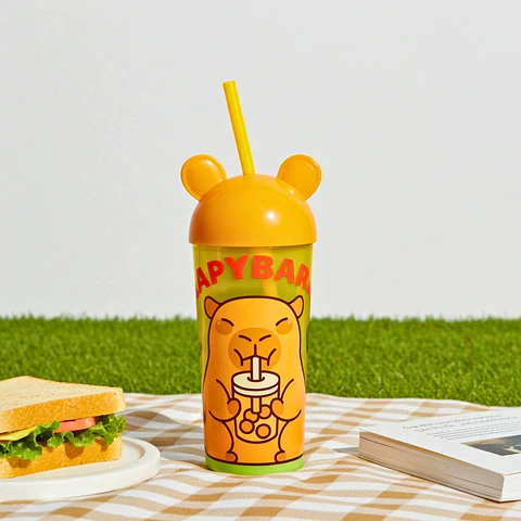 Vaso Capibara con Orejitas y Popote 500 ml