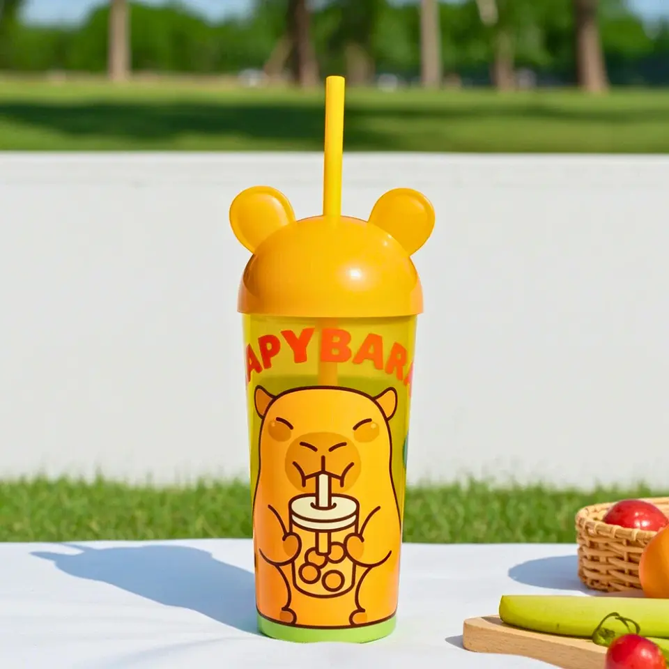 Vaso Capibara con Orejitas y Popote 500 ml 3