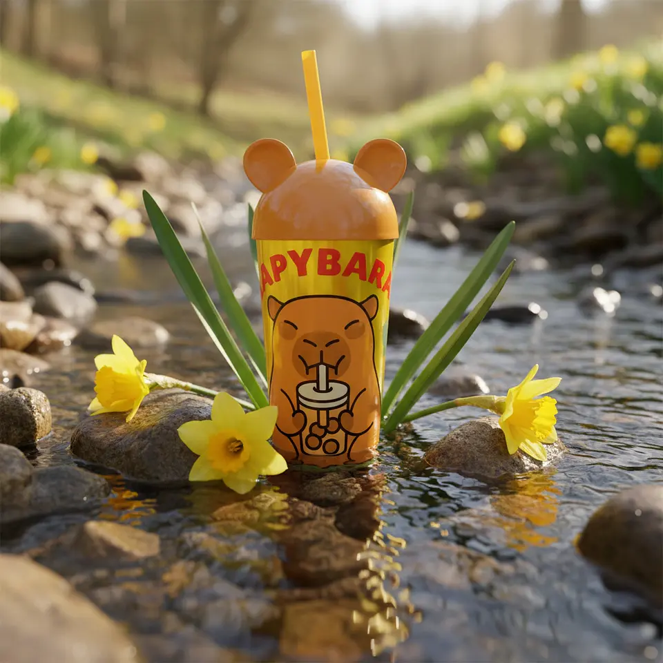 Vaso Capibara con Orejitas y Popote 500 ml 7