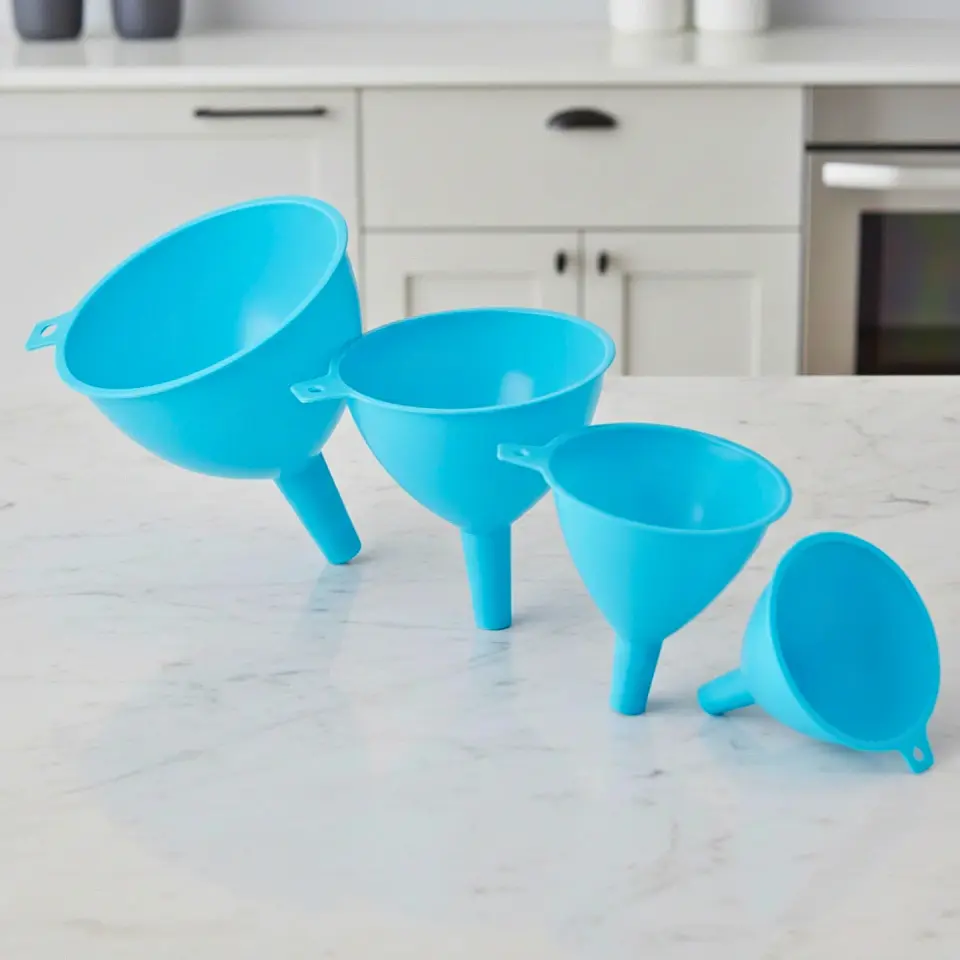 Set de 4 Embudos Azules | Plástico 4