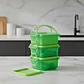 Mini Portaviandas con 3 contenedores Verde | 180 ml c/u - Miniatura 1