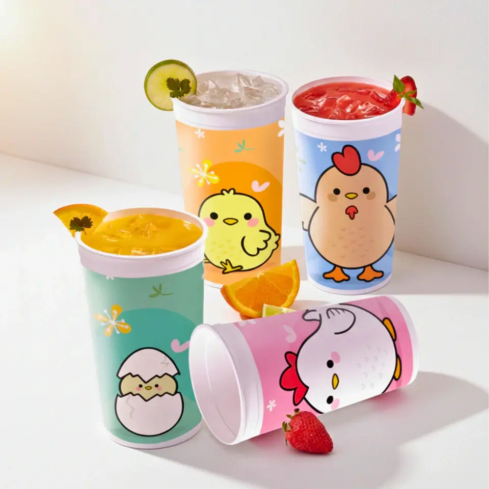 Set 4 Vasos Pollito | 950 ml | Plástico  1
