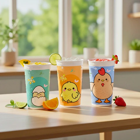 Set 4 Vasos Pollito | 950 ml | Plástico 