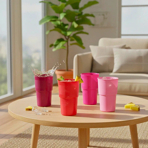 Set 4 Vasos Rosa Guinda 900 ml
