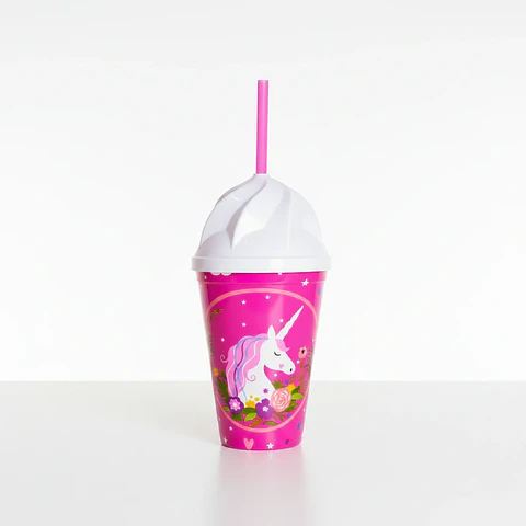 Vaso Infantil Rosa 350ml Popote Unicornio