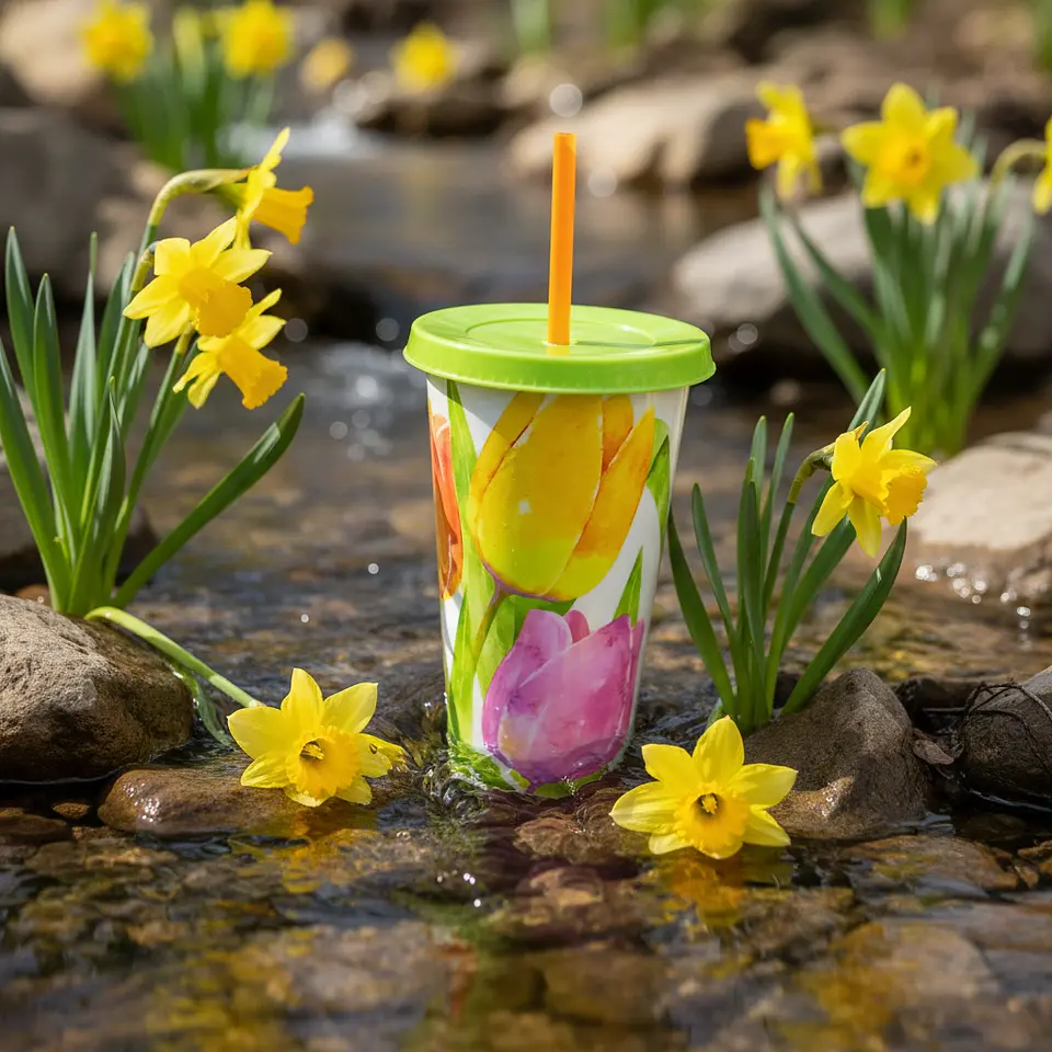 Vaso con Popote 700 ml | Tulipanes  2