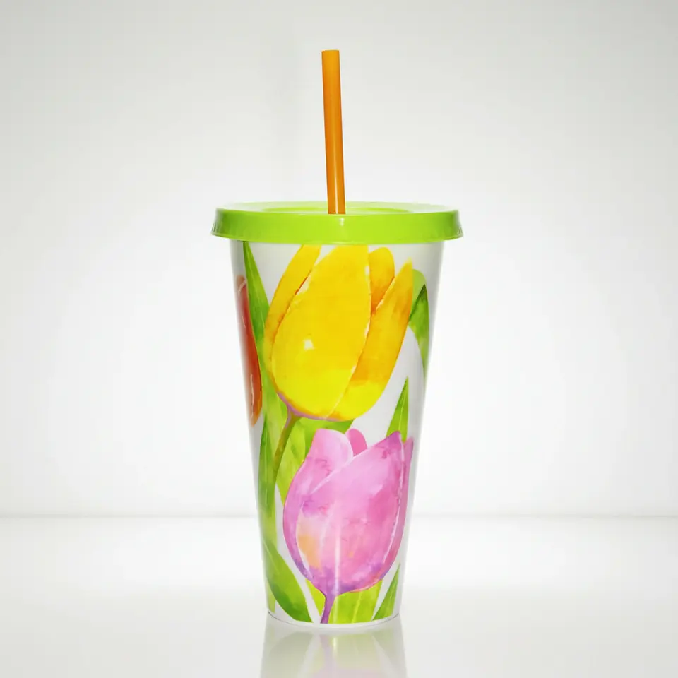 Vaso con Popote 700 ml | Tulipanes  6