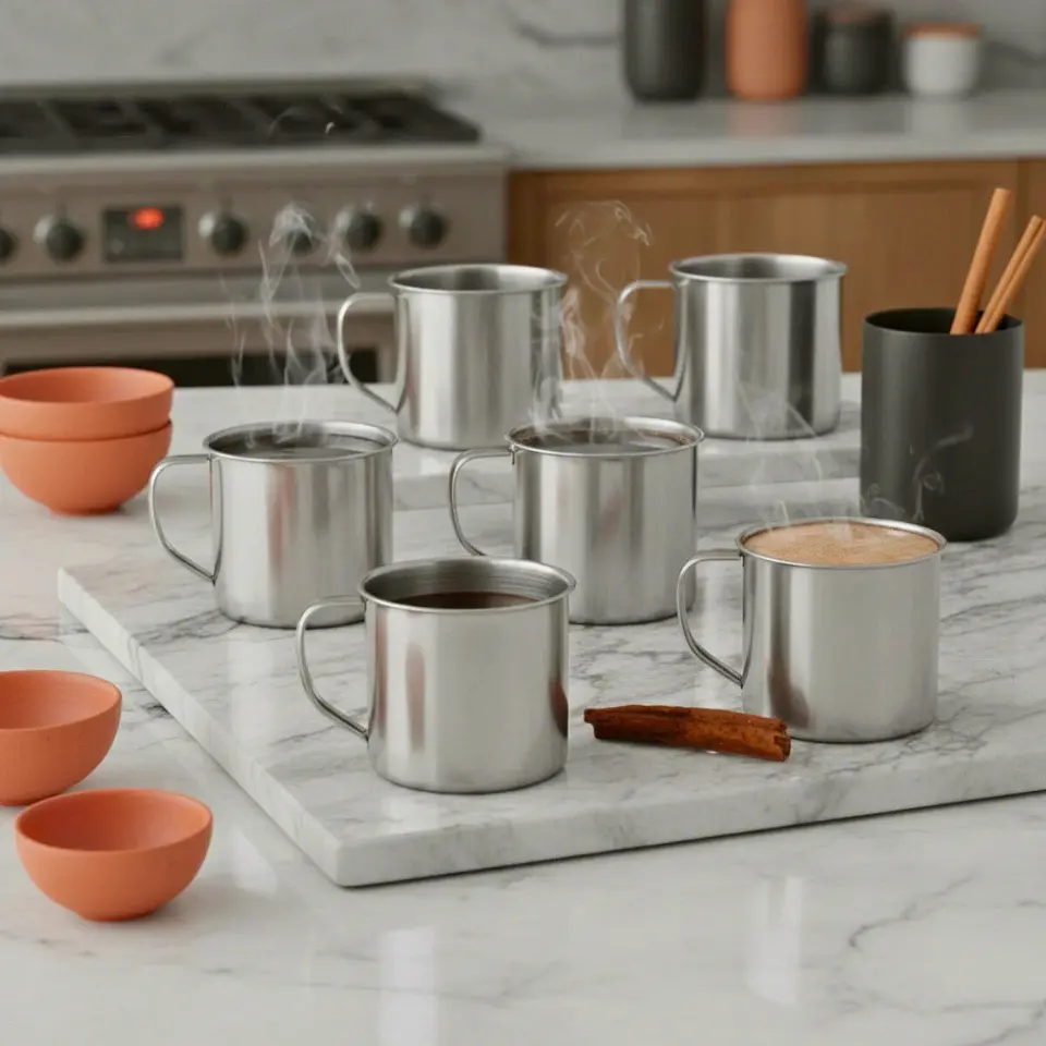 Juego de 6 Tazas de Acero Inoxidable | 350 ml 2