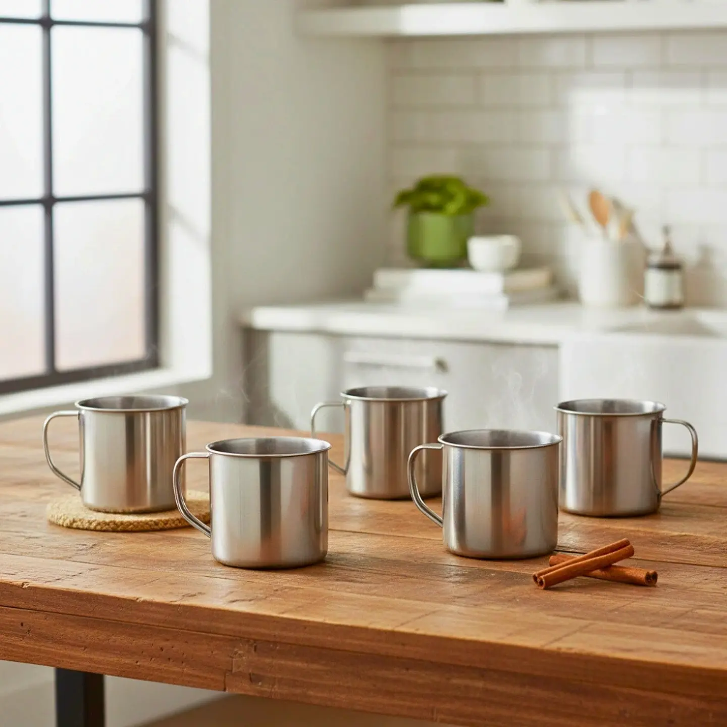 Juego de 6 Tazas de Acero Inoxidable | 350 ml 5