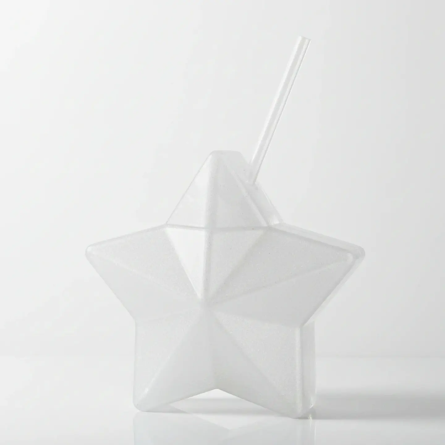 Vaso Estrella Plata Glitter 600 ml con Popote 1