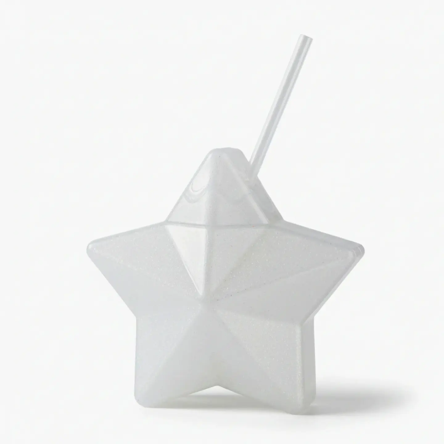 Vaso Estrella Plata Glitter 600 ml con Popote 7