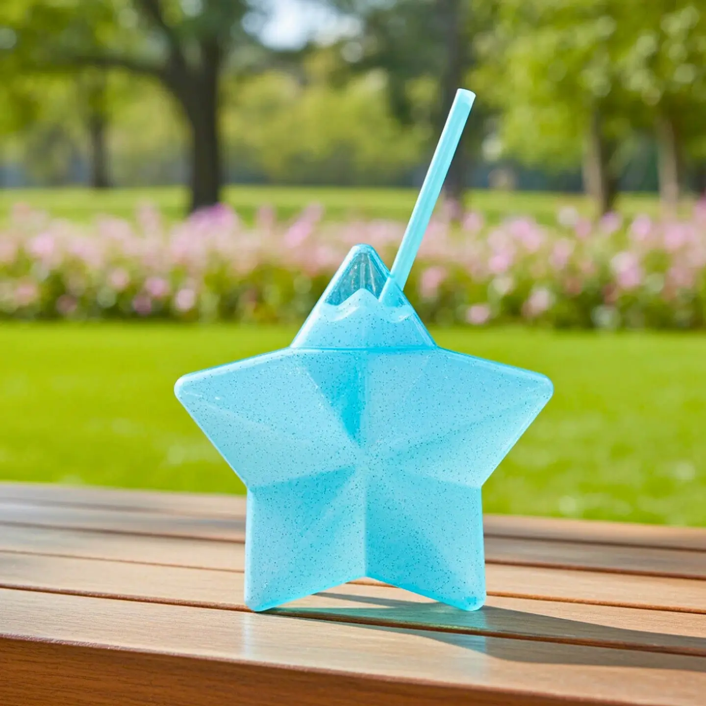 Vaso Estrella Azul Glitter con Popote | 600 ml 7