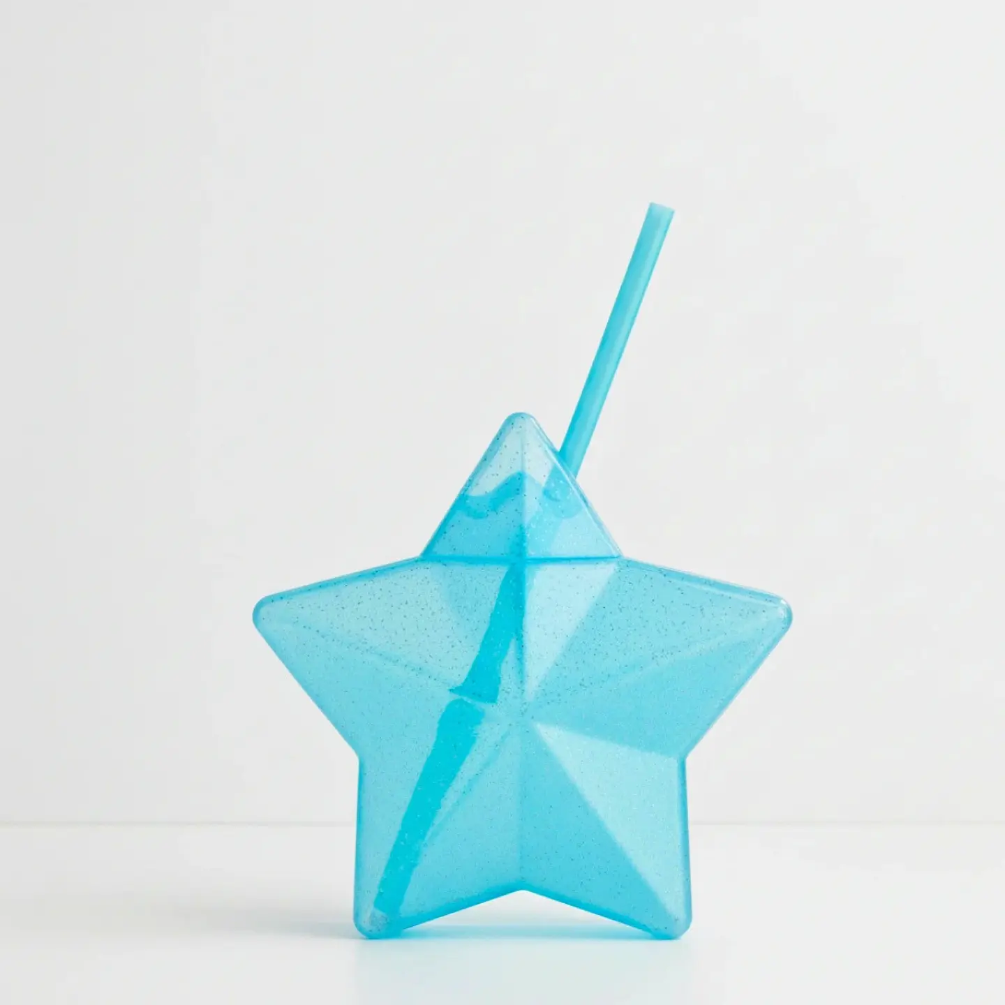 Vaso Estrella Azul Glitter con Popote | 600 ml 1