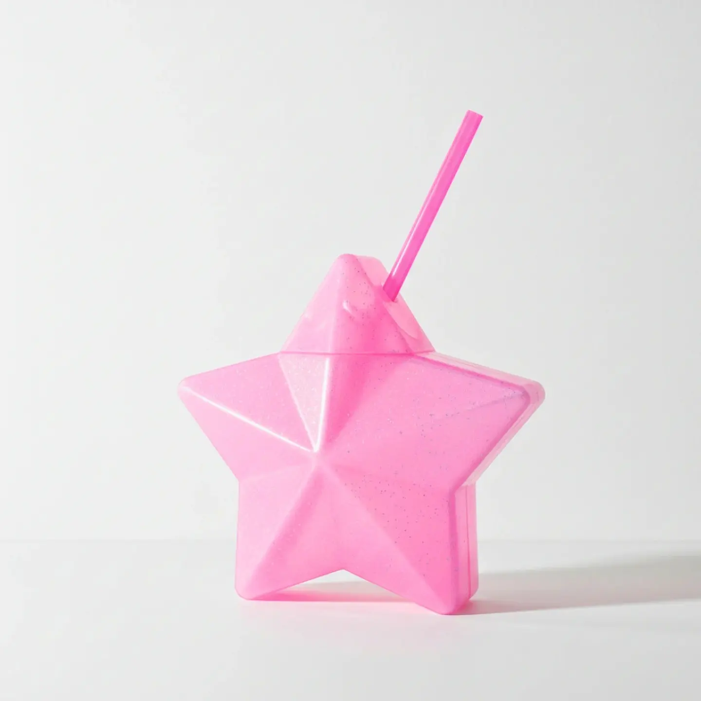 Vaso Estrella Rosa Glitter con Popote | 600 ml 1