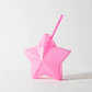 Vaso Estrella Rosa Glitter con Popote | 600 ml - Miniatura 1