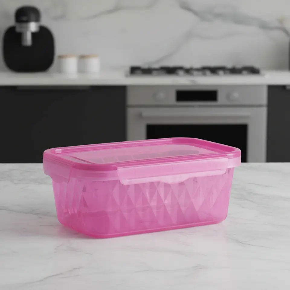 Contenedor Rosa 1 Litro con Tapa Hermética 4
