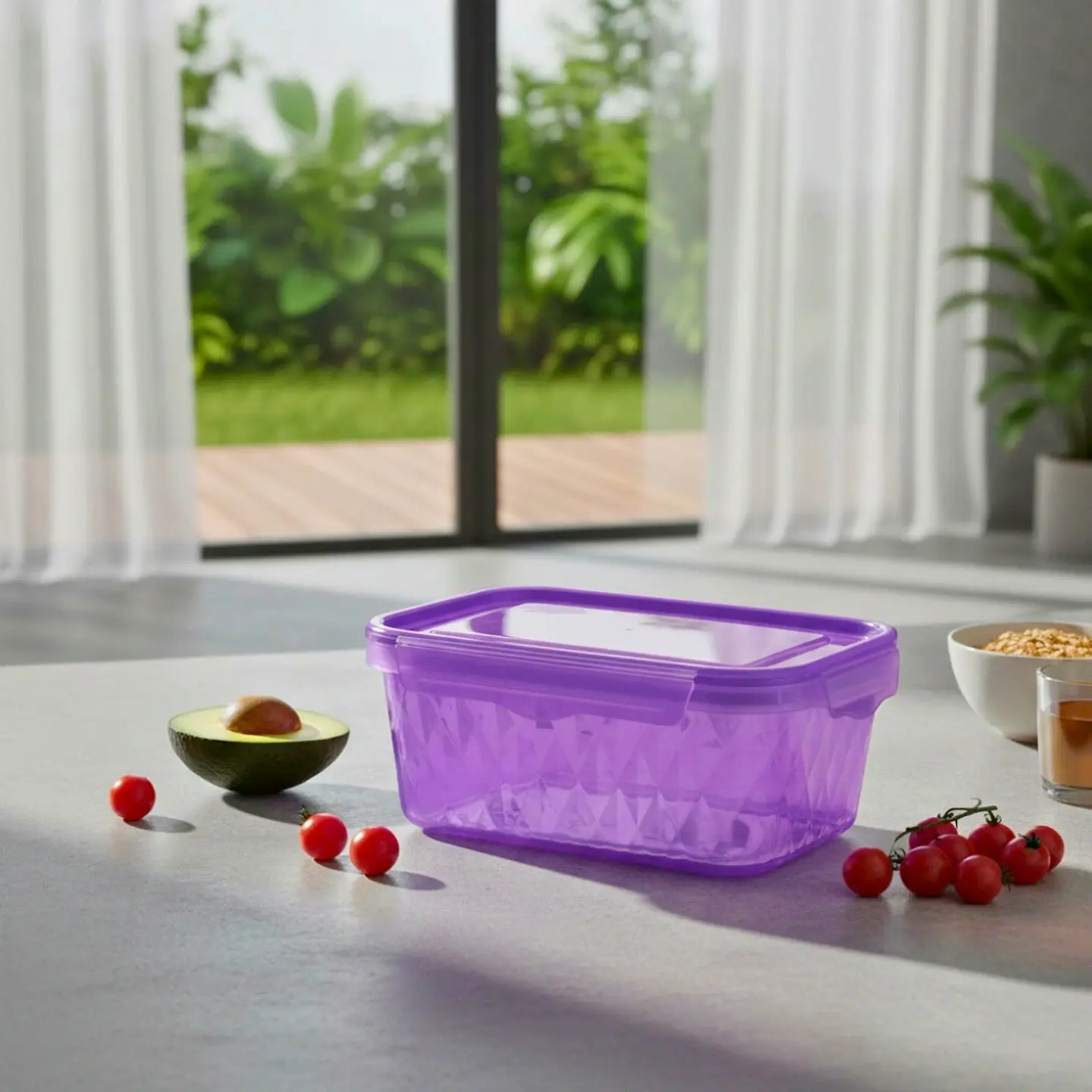 Contenedor Morado 1 Litro con Tapa Hermética 2