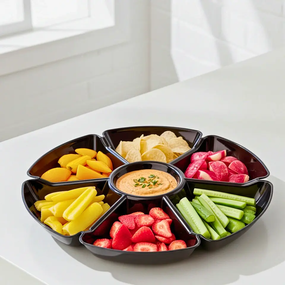 Plato Botanero Salsero Negro 7 Compartimentos | 19.5 cm 6