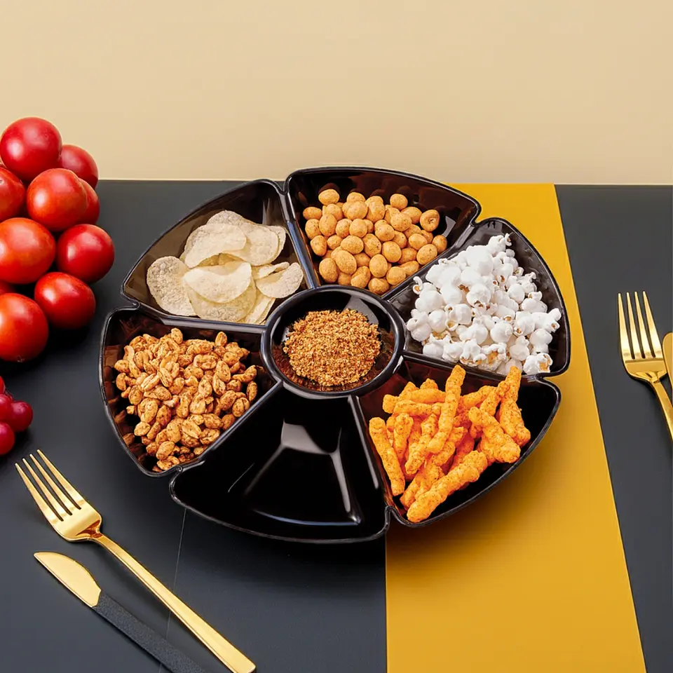 Plato Botanero Salsero Negro 7 Compartimentos | 19.5 cm 3