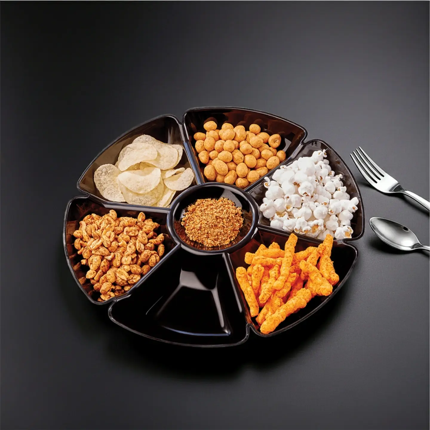 Plato Botanero Salsero Negro 7 Compartimentos | 19.5 cm 5